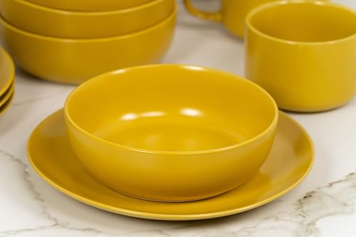 10 Strawberry Street Wazee Matte Coupe Dinnerware, Bowl, Yellow, Set of 6 - color: Yellow, size: 7.5" Dinner Bowl, style: Dinner Bowl