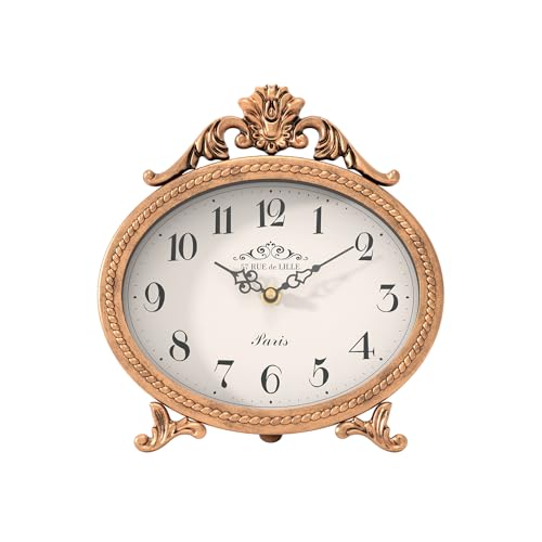Abdurey Vintage Table Clock,Antique Gold French Rustic Style Mantel Clock | Desk and Shelf Decorative Clocks for Living Room,Farmhouse,Bedroom, Bedside,Gift Clocks - color: Antique Gold