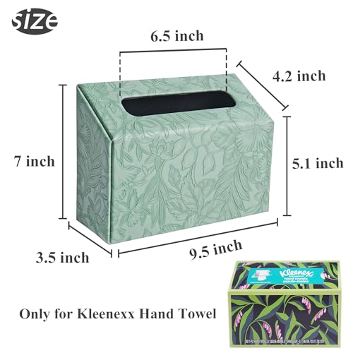 Hand Towels Box Cover,PU Leather Tissue Box Cover Holder Compatible with Kleenex Disposable Paper Hand Towels Suitable for Dining,Kitchen,Bathroom(1-Carved Dark Green) - color: 1-carved Dark Green2