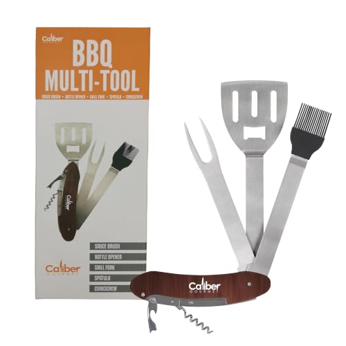 5-in-1 Multi Tool BBQ Barbecue Grill Accessories, Tools Set Kit, Camping Accessories, Grilling Parties, Detachable, Includes Brush, Spatula, Fork, Bottle Opener, Wine Corkscrew