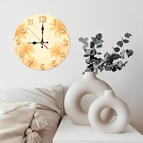 Golden Palms Minimalist Wooden Wall Clock 25cm*25cm