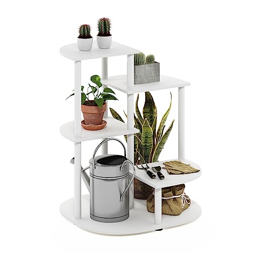Furinno CELUKA Toolless 4-Tier Indoor Plant Stand, White - size: 4-Tier Round