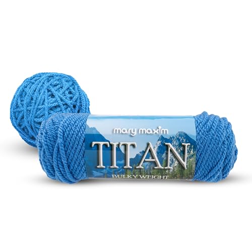 Mary Maxim Titan Bulky Yarn, Weight 5 Acrylic Chunky Yarn for Crocheting and Knitting, Ideal for Thick, Soft Blankets, Throws, and Graph Style Sweaters, 80 Yards - Medium Blue - 1 Skein - color: Medium Blue
