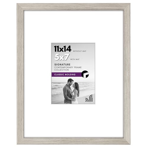 Americanflat 11x14 Picture Frame - Matted to 5x7 - Driftwood | Engineered Wood construction, Shatter-resistant glass, hangs vertical or horizontal, sawtooth hangers included - color: Driftwood
