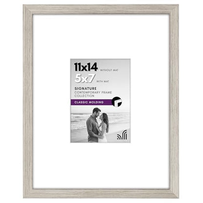 Americanflat 11x14 Picture Frame - Matted to 5x7 - Driftwood | Engineered Wood construction, Shatter-resistant glass, hangs vertical or horizontal, sawtooth hangers included - color: Driftwood