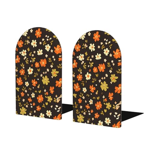 Daisy Floral Cute Flower Wooden Bookends for Shelves Decorative Book Ends Universal Book Organizer Holder for Office, Heavy Books, Vinyl Records - color: Daisy Floral Cute Flower