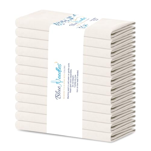 Blue Needles Solid Cloth Napkins Set of 12 Cream 100% Cotton Dinner Napkins 18x18 inches - Soft, Reusable, Absorbent & Washable Linen, Ideal for Wedding Events Farmhouse Parties Hotel & Everyday Use - color: Cream, size: 18" x 18" (Set of 12)