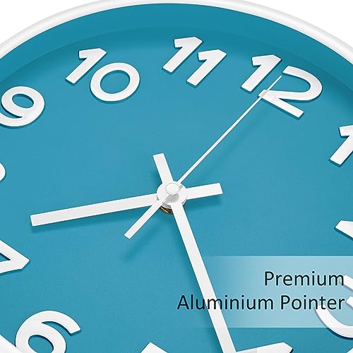 10 Inch Wall Clock, 2Pack Silent Non Ticking Battery Operated Clocks | Green Analog Clock| Living Room, Office, Classroom, Bedroom, Kitchen, Bathroom| Modern Simple Style | Easy to Read | Accurate - color: Blue, size: 10 inches