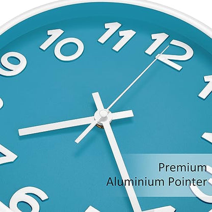 10 Inch Wall Clock, 2Pack Silent Non Ticking Battery Operated Clocks | Green Analog Clock| Living Room, Office, Classroom, Bedroom, Kitchen, Bathroom| Modern Simple Style | Easy to Read | Accurate - color: Blue, size: 10 inches