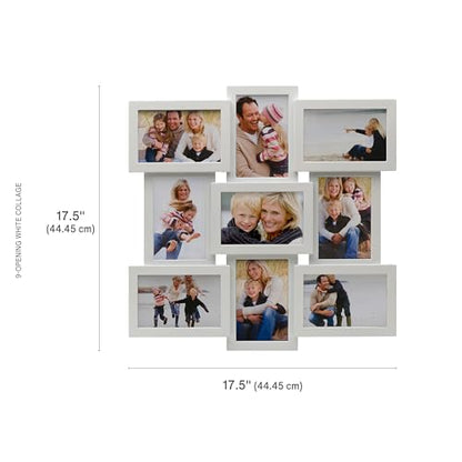 MELANNCO 18 x 18 Inch 9 Opening Photo Collage Frame, Displays Four 4x6 and Five 6x4 Inch Photos, White - color: White, size: 18 x 18 Inch