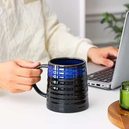 Mkour 23oz Extra Large Ceramic Coffee Mugs, Handmade Cup, Big Tea Cups with Large Handle for Office and Home, Microwave and Dishwasher Safe (Sky Blue) - color: Sky Blue