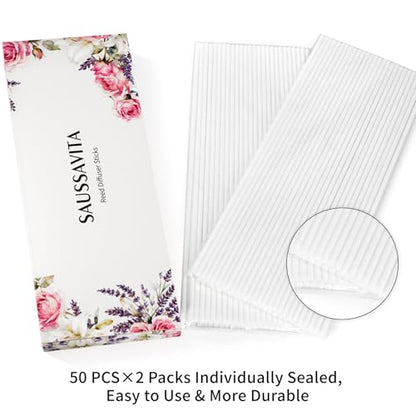 11 inch Diffuser Sticks 100 Pack, Diffuser Reeds Sticks Refill for Home and Bathroom, Diffuser Reeds Sticks for Scented Diffuser White - color: White