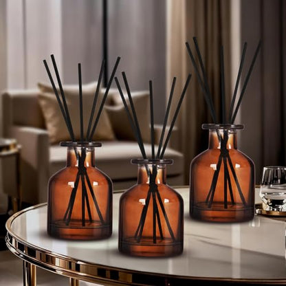 4 Pack Perfume Reed Diffuser Bottle,Empty Big Belly Aromatherapy Essential Oil Bottles Glass Jar with Black Sticks for DIY Fragrance Replacement Diffuser Sets (150ml/ 5 oz, Dark Brown Color) - color: Dark Brown( 5 Oz )
