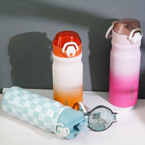 BJPKPK 18 oz Water Bottle with Straw & Handle, Insulated Stainless Flask | Leak Proof Locking Lid, Thermal, Double Wall Vacuum, Keeps Hot/Cold, BPA Free, Dishwasher Safe, Travel & Sports, Red - color: Red, size: 18 Ounces
