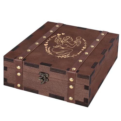 MACEVIA Best Gandma Gifts Vintage Wood Hand-Painted Keepsake Box Decorative | for Birthday Mothers Day Crafts and Photo Storage Memory Box Reminder of Those you Love who Call you Grandma(7.85x7.85x2.95") - color: 02 Grandma