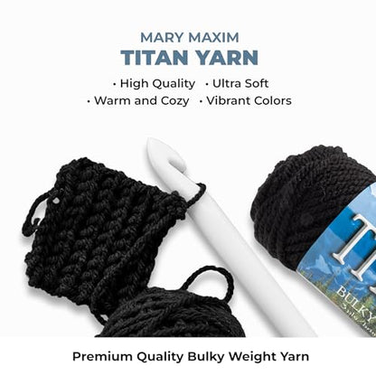 Mary Maxim Titan Bulky Yarn, Weight 5 Acrylic, Chunky Yarn for Crocheting and Knitting, Ideal for Thick, Soft Blankets, Throws, and Graph Style Sweaters, 80 Yards - Black - 1 Skein - color: Black
