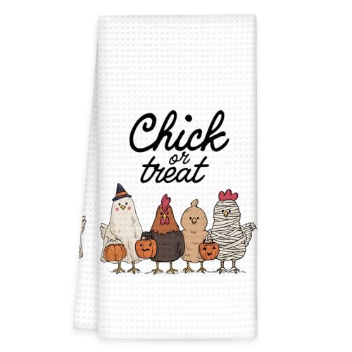 Funny Halloween Chicken Kitchen Towels, Halloween Fall Chicken Hand Towels, Funny ChickenLovers Gifts Dish Tea Towel for Kitchen Decorative, Farmhouse Fall Chick Bathroom Decor, 16x24In - color: Chick