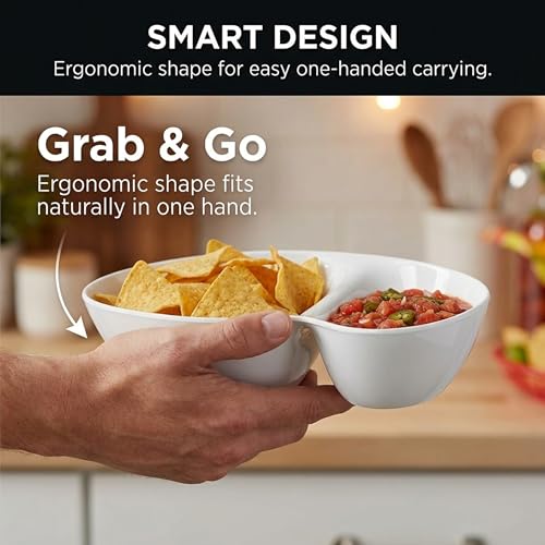 chip and dip bowl Chip and Dip Serving Set Melamine Tray Divided Platters (White)