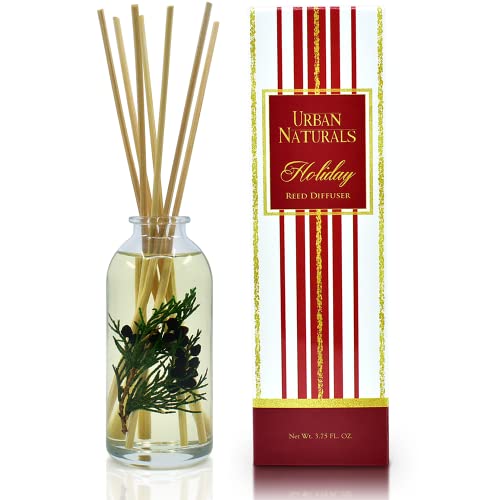 Reed Diffuser Set, Cranberry & Pine - Bathroom Shelf Décor | Holiday Wreath with Real Botanicals, Christmas Gift Idea for the Home - color: Cranberry & Pine