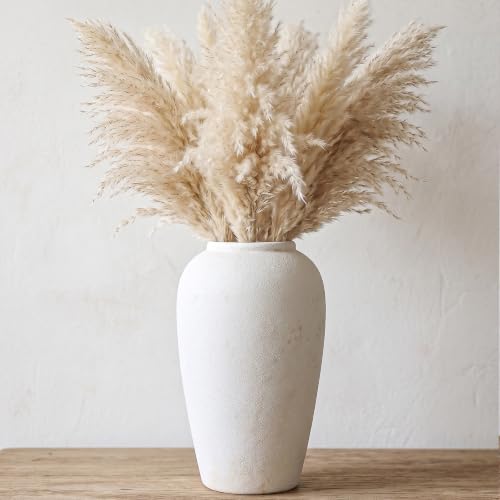 Wide Mouth Large Ceramic Vase, Vintage White Decor Vase, 11.8 Inches Tall - color: 11.8”h-vintage White