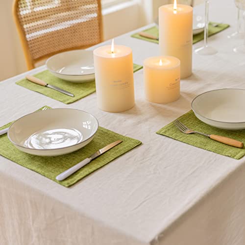 Home Brilliant Green Placemats Set of 4 Washable Place Mats Linen Placemats Heat Resistant Table Mats for Wooden Table Indoor Outdoor Decor, Lime Green - color: Lime Green, size: Placemats 13" x 19", Set of 4