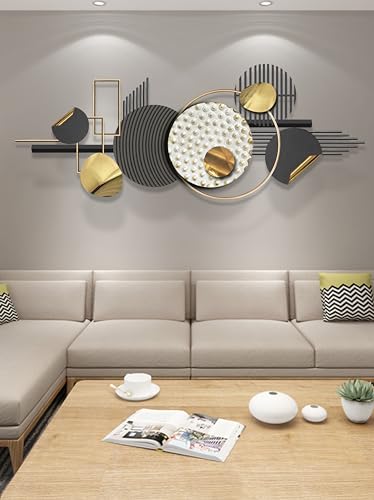 ERMOFAV Large Metal Wall Decor for Living Room,Black White Art 59×20 In | Modern Abstract Geometric Decoration Aesthetic Bedroom Kitchen Home Office Sculpture Gift Indoor - style: wall sculpture 3