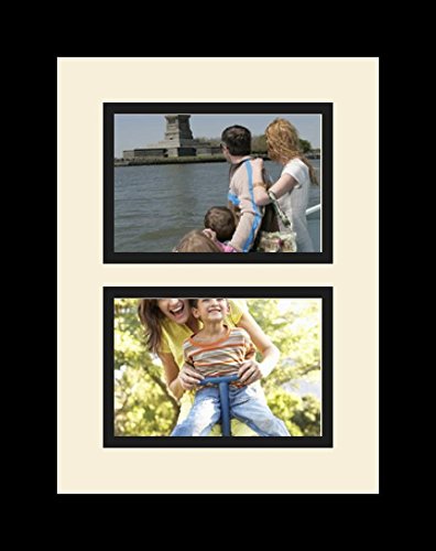 ArtToFrames Collage Photo Frame Single Mat with 2-3.5x5 Openings and Satin Black Frame. - color: 2 - 3.5x5 - (2366)