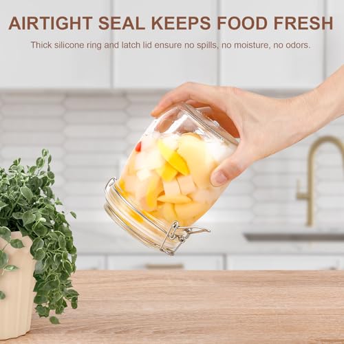 Glass Jars with Airtight Lids, 26oz Glass Storage Jars Set of 6, Thick Food Storage Containers for Pantry Organization, Kitchen Counter, Coffee, Pasta, Cereal - size: 26 fl oz x 6 - Round
