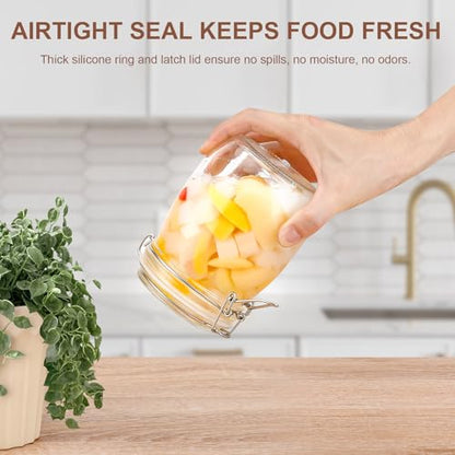 Glass Jars with Airtight Lids, 26oz Glass Storage Jars Set of 6, Thick Food Storage Containers for Pantry Organization, Kitchen Counter, Coffee, Pasta, Cereal - size: 26 fl oz x 6 - Round