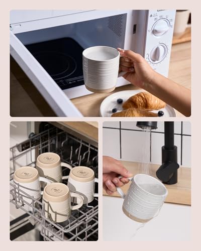 famiware Coffee Mugs Set of 4, 13 oz Mug Set, Ceramic Cup Set with Handle | Stoneware Mug for Coffee, Tea, Latte, Cappuccino, Microwave and Dishwasher Safe, Constellation Series，White - color: Constellation-White, size: 4 Count (Pack of 1)