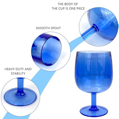 Yalin Set of 6 Unbreakable 12 oz Acrylic Plastic Wine and Water Tumbler Stackable Goblets. (Blue, 12 oz) - color: Blue, size: 12 oz
