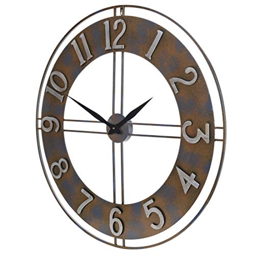 30-Inch Large Metal Decorative Rusty Wall Clock with Arabic Numerals - size: X-Large
