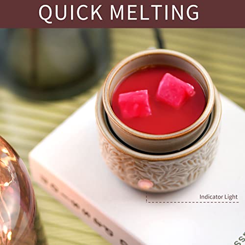 ElusiaKa Electric Wax Warmer for Scented Wax Melt Warmer Ceramic Wax Burner-Tan - color: Tan Leaves