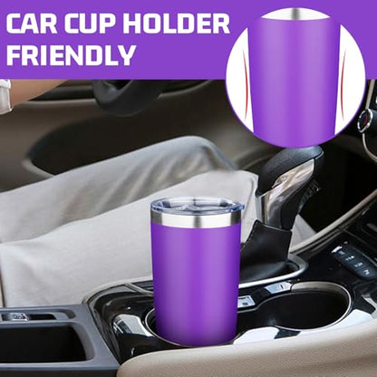 20oz Tumbler with Lid Double Wall Vacuum Insulated Travel Coffee Mug Stainless Steel Thermal Cup Powder Coated Sturdy Coffee Tumbler Bulk for Hot and Cold Beverage (Purple,4) - color: Purple, size: 20 Ounces (4 Pack)