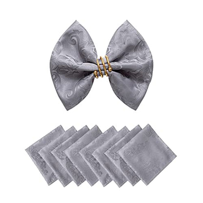 Grey Jacquard 17x17 Square Polyester Cloth Napkins Set of 8 | Waterproof, Stain Resistant, Shrink Proof, Washable, fabric, Outdoor, Dining, Wedding, Kitchen, Party, Banquet, Reusable - color: Gray(01)