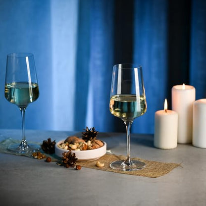 Krosno White Wine Glasses Set of 4, 13.5 oz, Infinity Collection | Wine Tumbler with Stem, Lead-Free Crystal Glassware, Drinking Glasses, Elegant Cups, Home & Restaurant, Dishwasher Safe - size: White Wine 13.52 oz Set of 4