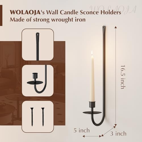 Metal Wall Candle Sconce Holder Set of 2 Wall Mount Candle Holder Pillar Holder Black Modern Wall Candle Sconces Hanging for Living Room Farmhouse Fireplace Wedding - color: Black, size: 2PC