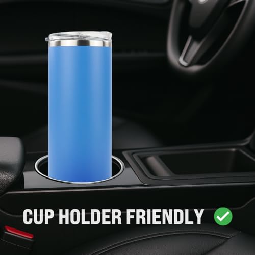 Hogg 20 oz Skinny - Steel Blue, Powder Coated Tumblers for Laser Engraving, Engravable Tumblers Bulk, Stainless Steel Cups Bulk, Insulated Cups with Lids - color: Steel Blue