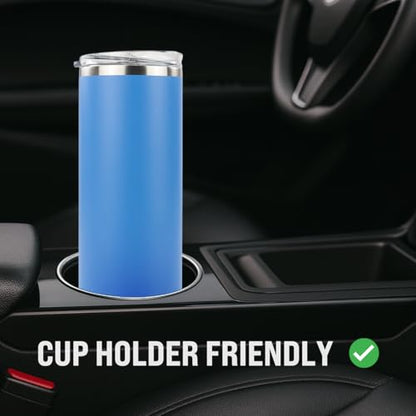 Hogg 20 oz Skinny - Steel Blue, Powder Coated Tumblers for Laser Engraving, Engravable Tumblers Bulk, Stainless Steel Cups Bulk, Insulated Cups with Lids - color: Steel Blue