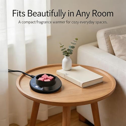 Electric Wax Melt Warmer with Timer, 3-in-1 Candle Warmer, Black | Wax warmer with 3 heat settings, 8-hour auto shut off, removable ceramic dish for wax cubes, jar candles and essential oils