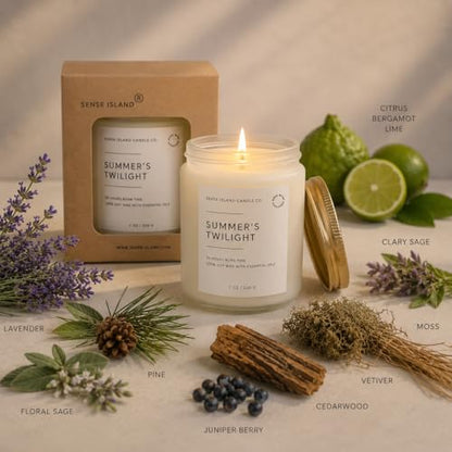 Summer's Night Scented Candles for Mid Summer Twilight | Natural Soy Candle 7oz, up to 50 Hrs Burn Time Highly Scented Giftable - color: Summer's Twilight
