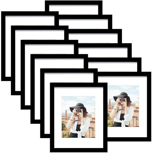 9x12 Picture Frame Set of 12, Modern Gallery Wall Frames, Black | Fits 6x8 With Mat or 9x12 Without Mat, Shatterproof Cover, Horizontal or Vertical Wall Mounting, Tabletop, Photo Collage - color: Black, size: 9x12