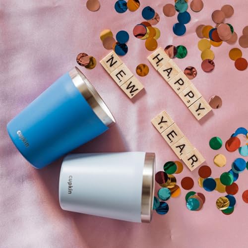 CUPKIN Stackable Stainless Steel Kids Cup Smoothie Tumbler, Powder Coated Insulated Tumblers, BPA Free Lid and Silicone Straw 8 Fl Oz (Pack of 1), Blue - color: Blue, size: 8 Fl Oz (Pack of 1)