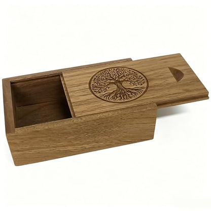 Small Wood Gift Box with Magnetic Sliding Lid, Wood Tree of Life Engraving Tiny Wooden Keepsake Gift Box USB Box for Family/Friends/Photographer/Client(Walnut Wood,3.15x2x0.98inch) - color: Walnut (3.15")