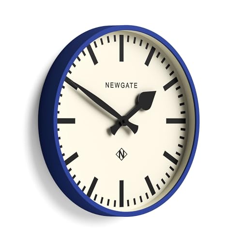 NEWGATE® Number Three Railway wall Clock | Retro Inspired Modern Station Clock | 15" | Blue | Marker dial | Mid-Century Style for Kitchen, Living Room or Office - color: Cobalt Blue