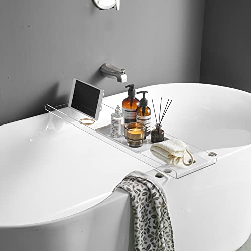 Bathtub Tray Over Bathtub Racks Bath Caddy for The Elegant Tub Bathroom Caddy fits All bathtubs - color: Transparent