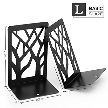 MaxGear Book Ends Tree Design Bookends for Shelves 7 x 4.7 x 3.5” 3 Pair | Metal Constructio,Heavy Duty,Non-Skid Pads,Scratch Resistant,Stable Support,Space Saving,6 Pieces,Bookcase Desktop Use - size: 3 Pairs