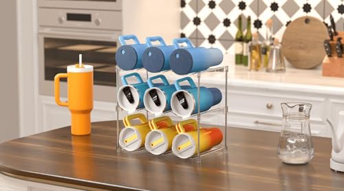 3 Tier Stackable Wine and Water Bottle Holder Free-Standing Fridge Wine Bottle Organizers Clear Plastic Water Bottle Holder for Cabinet,Refrigerator,Pantry,Kitchen Countertops,Holds 9 Bottles - size: 3 Tier-Holds 9 Bottles