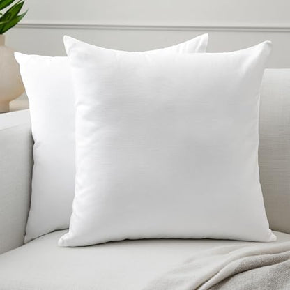 Encasa XO Throw Pillow Covers, Cotton, No Inserts 12"x12" White | Durable Cotton Canvas | Concealed Invisible Zipper | Ideal for DIY & Embroidery | Living Room & Couch | Set of 2 - color: White, size: 12" x 12" (Pack of 2)