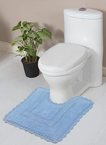 Home Weavers Casual Elegance Reversible Bathmat 100% Cotton Bathroom Rugs Set, Washable Rug, Thick Extra Soft and Absorbent Bath Rug, Kitchen Mat, Bath Mat Set, Non Slip Mat, 20"x20" Contour, Blue - color: Blue, size: 1'8" x 1'8" (Contour)